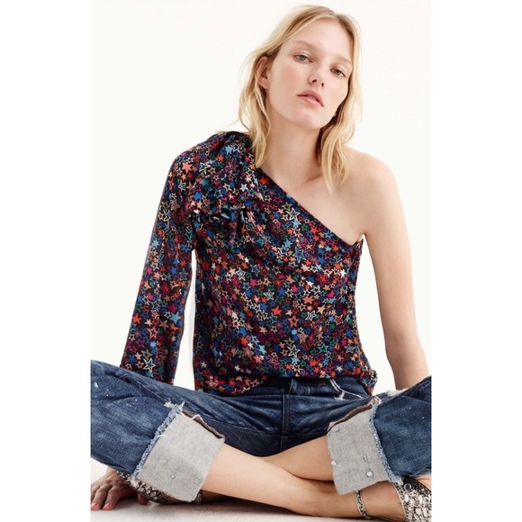 J.Crew Jacuzzi One-Shoulder Star Print Top - Picture 1 of 6